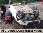 İKİ OTOMOBİL ÇARPIŞTI: 2 YARALI