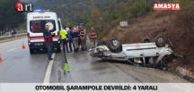 OTOMOBİL ŞARAMPOLE DEVRİLDİ: 4 YARALI